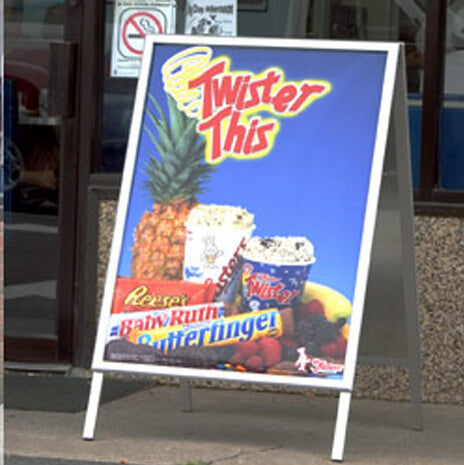 30 x 40 Sidewalk Sign for Posters, Snap Open, Double Sided   Silver 19203