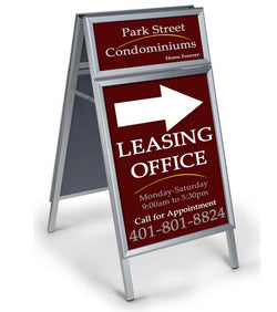 22 x 28 Sidewalk Sign for Posters, Snap Open, Custom Headers, 2 Sided   Silver