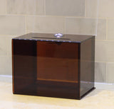 6.1 x 8.9 x 4.4 Acrylic Ballot Box with Lock, 6 x 4 Sign Holder   Amber 19215