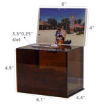 6.1 x 8.9 x 4.4 Acrylic Ballot Box with Lock, 6 x 4 Sign Holder   Amber 19215