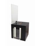 Metal Ballot Box w/ 8.5 x 11 Header, Side Pocket, Pen Lock, Wall Mount   Black