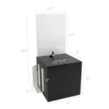 Metal Ballot Box w/ 8.5 x 11 Header, Side Pocket, Pen Lock, Wall Mount   Black
