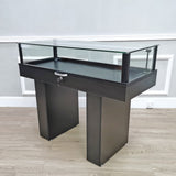 48X20X38" Glass Showcase Flip Top 47X20X7.8" Wood Base Floor Display Lock Key 19303