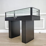48X20X38" Glass Showcase Flip Top 47X20X7.8" Wood Base Floor Display Lock Key 19303