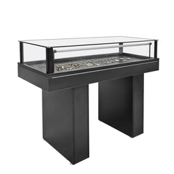 48X20X38" Glass Showcase Flip Top 47X20X7.8" Wood Base Floor Display Lock Key 19303