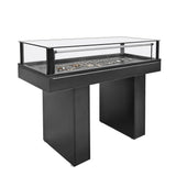48X20X38" Glass Showcase Flip Top 47X20X7.8" Wood Base Floor Display Lock Key 19303