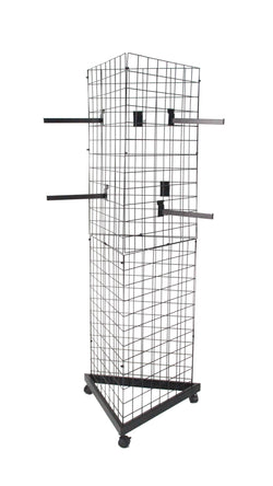 3 Sided Gridwall Fixtures Wheeled Bases, (12) Faceout Hooks Black 19370