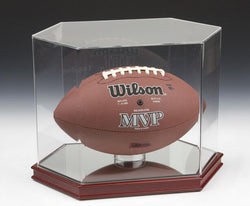 Sports Display Case w/ Lift Off Acrylic Top for Footballs   Red Mahogany Base