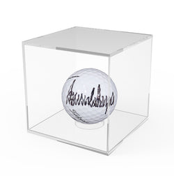 FixtureDisplays? 3.4 Cube Baseball Display Case Golf Ball Showcase with Lift-Off Top, Removable Riser, Clear Acrylic 19387