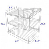 24 Wide X 14.9 Deep X 23.2 Tall 3-Open-Shelf Wire Rack for Countertop Chips Snack Book Display Organizer Concession Theatre Kitchen Pantry Stand WHITE 19396
