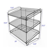 24 Wide X 14.9 Deep X 23.2 Tall 3-Open-Shelf Wire Rack for Countertop Chips Snack Book Display Organizer Concession Theatre Kitchen Pantry Stand Black 19396