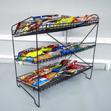 24 Wide X 14.9 Deep X 23.2 Tall 3-Open-Shelf Wire Rack for Countertop Chips Snack Book Display Organizer Concession Theatre Kitchen Pantry Stand Black 19396