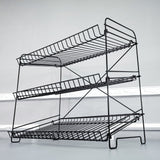 24 Wide X 14.9 Deep X 23.2 Tall 3-Open-Shelf Wire Rack for Countertop Chips Snack Book Display Organizer Concession Theatre Kitchen Pantry Stand Black 19396