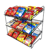 24 Wide X 14.9 Deep X 23.2 Tall 3-Open-Shelf Wire Rack for Countertop Chips Snack Book Display Organizer Concession Theatre Kitchen Pantry Stand Black 19396