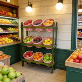 38.5 x 44.0 x 11.3 Tiered Wooden Display, Floorstanding, 9 Baskets   Green &