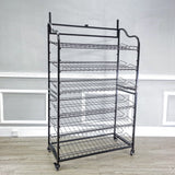 39" Wide Bakery Display Rack Wheels Adjustable Shelves Header Holder Black Stand