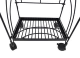 3 Tier Metal Shelving Display w/ Wheels & Removable Sign Header, Black Finish