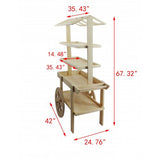 Flower Cart Vending Cart Farmers Market County Fair Wagon Wood RollingKiosk