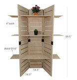 48.0 x 59.5 x 14.5 Wooden Retail Shelving Unit w/ 3 Shelves, Folding Panels