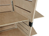 48.0 x 59.5 x 14.5 Wooden Retail Shelving Unit w/ 3 Shelves, Folding Panels