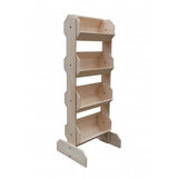 21.0 x 53.0 x 17.0 Tiered Wooden Display, Floorstanding, 4 Bins   Oak 19407