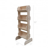 21.0 x 53.0 x 17.0 Tiered Wooden Display, Floorstanding, 4 Bins   Oak 19407
