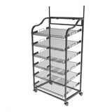 30w Bakery Display Rack w/ Wheels, 6 Shelves Header   Black