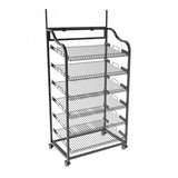 30w Bakery Display Rack w/ Wheels, 6 Shelves Header   Black