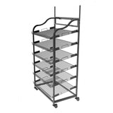 30w Bakery Display Rack w/ Wheels, 6 Shelves Header   Black