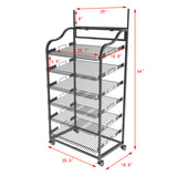 30w Bakery Display Rack w/ Wheels, 6 Shelves Header   Black