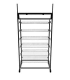 30w Bakery Display Rack w/ Wheels, 6 Shelves Header   Black
