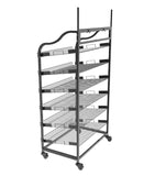 30w Bakery Display Rack w/ Wheels, 6 Shelves Header   Black