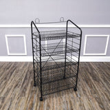 FixtureDisplays? 24.8 X 16.5 X 48 Bakery Display Rack w/Wheels, 5 Adjustable Shelves & 2 Sign Holders - Black