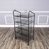FixtureDisplays? 24.8 X 16.5 X 48 Bakery Display Rack w/Wheels, 5 Adjustable Shelves & 2 Sign Holders - Black