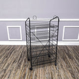FixtureDisplays? 24.8 X 16.5 X 48 Bakery Display Rack w/Wheels, 5 Adjustable Shelves & 2 Sign Holders - Black
