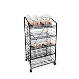 FixtureDisplays? 24.8 X 16.5 X 48 Bakery Display Rack w/Wheels, 5 Adjustable Shelves & 2 Sign Holders - Black