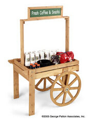 44.0 x 60.0 x 30.0 Wooden Vendor Cart w/ Chalkboard Header   Oak 19411