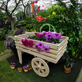52.4x26x29.7" Solid Pine Wood Flower Cart Push Wagon Function Wheels 19412-WOOD WHEEL