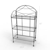 25.9w Wire Retail Shelving Unit w/ 3 Open Shelves, Ornate Design ¨C Black 19424