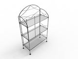 25.9w Wire Retail Shelving Unit w/ 3 Open Shelves, Ornate Design �C Black 19424