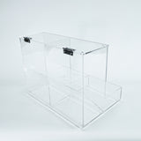 FixtureDisplays® 12 X 8 X 8.8" Clear Acrylic Bin Candy Bin Dispenser Two-Chamber Storage 19477