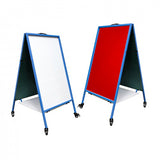 24.5x45" Double Sided Magnetic Dry Erase Easel Rolling Classroom Stand 19531