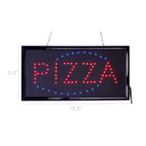 Pizza Animated Blue Steady Red LED Sign with Hanging Chain 19X10X1 Store Window Door Wall Sign 19567
