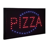 Pizza Animated Blue Steady Red LED Sign with Hanging Chain 19X10X1 Store Window Door Wall Sign 19567