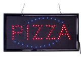 Pizza Animated Blue Steady Red LED Sign with Hanging Chain 19X10X1 Store Window Door Wall Sign 19567
