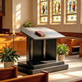 27 Table Top Podium with Folding Design, Portable - Black 19597