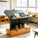 27 Table Top Podium with Folding Design, Portable - Black 19597