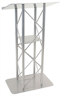 25 inch  Truss Lectern with Interior Shelf, Open Front   Silver 19611