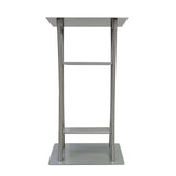 25 X 15.7 X47" Curved Silver Steel Lectern, Metal Podium 19618-PODIUM 19618-PODIUM