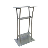 25 X 15.7 X47" Curved Silver Steel Lectern, Metal Podium 19618-PODIUM 19618-PODIUM